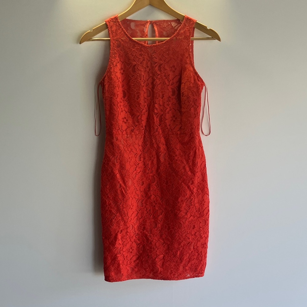 J. Crew Vibrant Red Lace Mini Dress